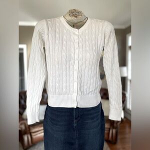 Gap Creamy White Long Sleeve Cable-Knit Cardigan